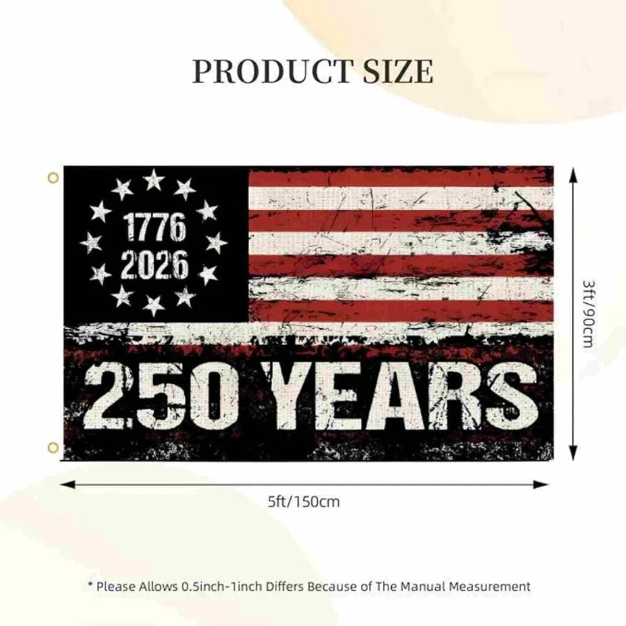250 Years America Flag, 3x5 Ft, USA 250th Anniversary Patriotic Design, 1776-2026 Birthday Banner Tapestry