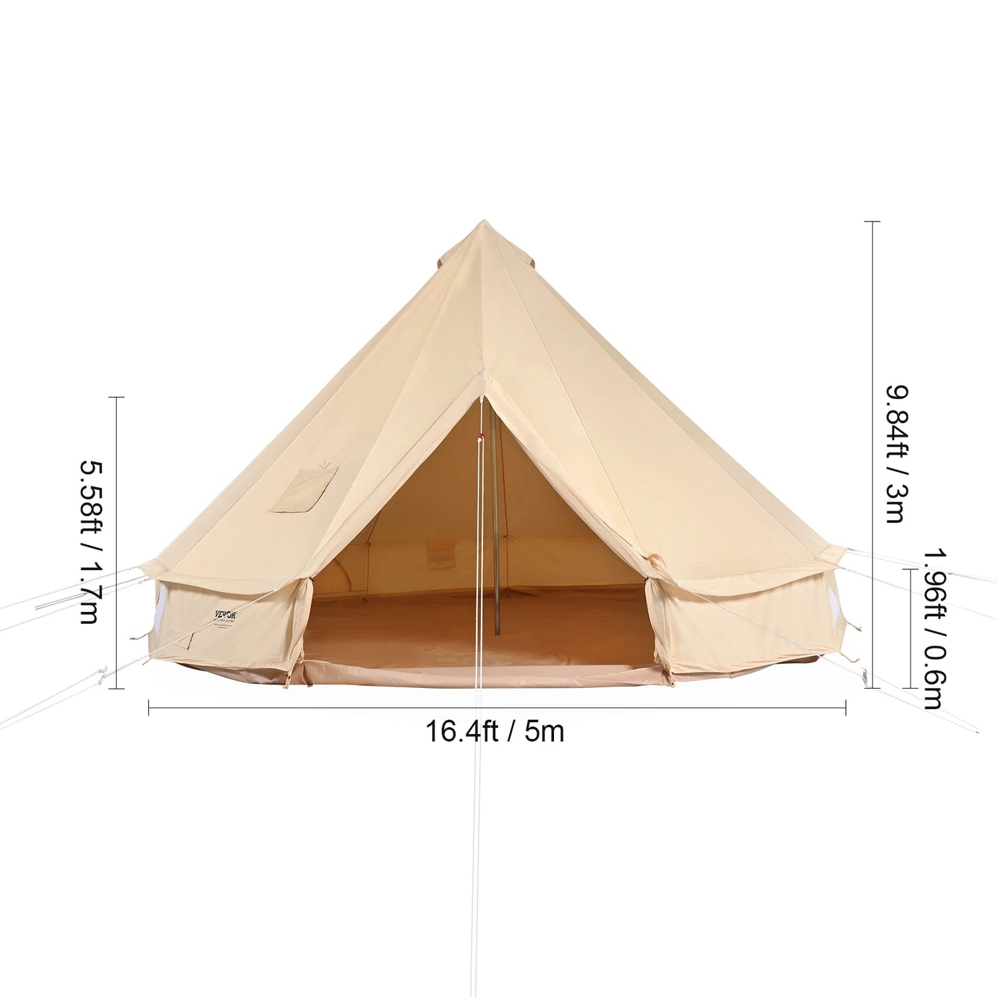 Buy Canvas Bell Tent 4 Seasons 5m Yurt Tent Canvas Tent for Camping with Stove Breathable Tent Holds up to 8 People