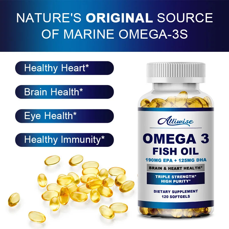 Omega 3 Fish Oil Capsules With Epa & Dha For Heart, Brain And Immune Support Eye And Skin Health Gluten-Free