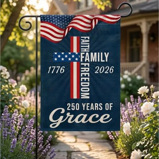 Waterproof Thickened 250 Anniversary USA Flag, Outdoor USA 250th Anniversary Merchandise God Bless America Small Garden Flag.
