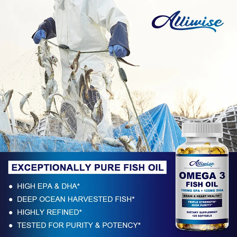 Omega 3 Fish Oil Capsules With Epa & Dha For Heart, Brain And Immune Support Eye And Skin Health Gluten-Free