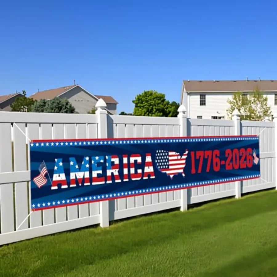 250th Anniversary American Banner Flag, 4th of July Decorations, 1776-2026 USA 250th Birthday Premium Banner with Grommets, Pat