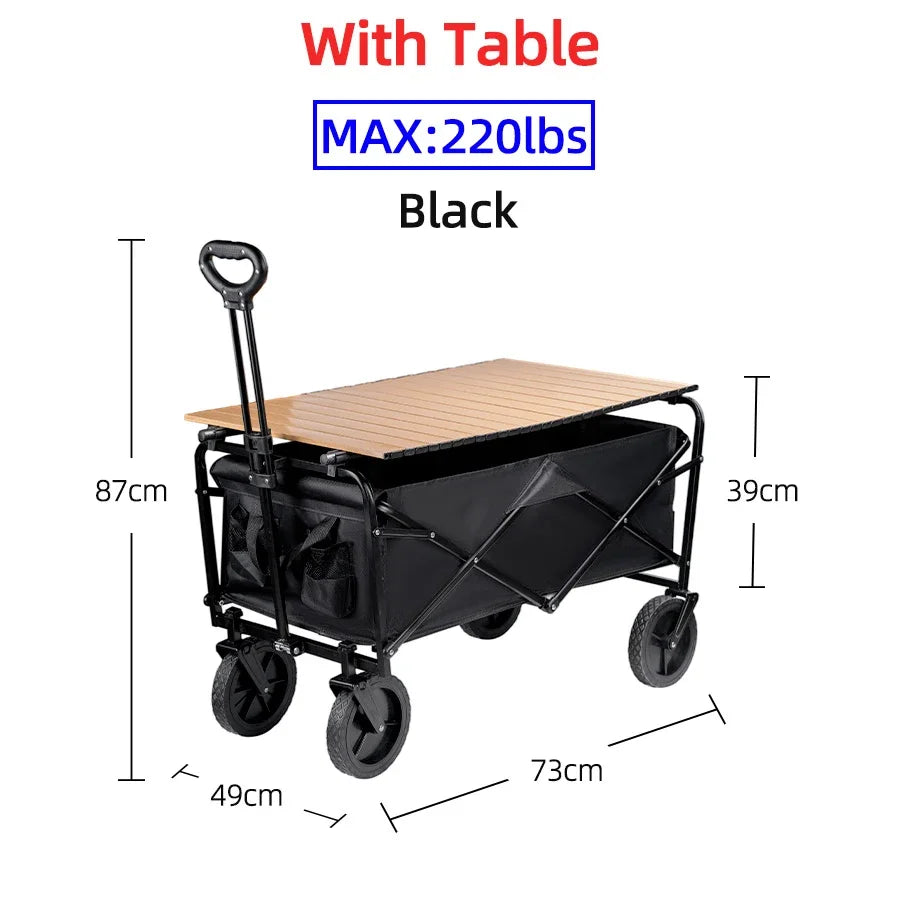 Heavy Duty Large Capacity Folding Beach Wagon Outdoor Foldable Wagon For Camping Shopping Collapsible Portable Camping Equipment