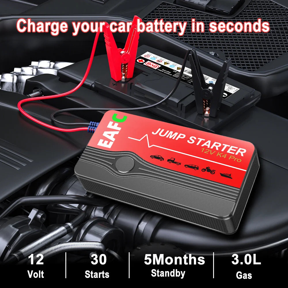 Car Jump Starter 2000A Peak Current Portable Battery Booster Power Bank Starting Device Car Starter for Petrol Diesel 6.0L/4.0L