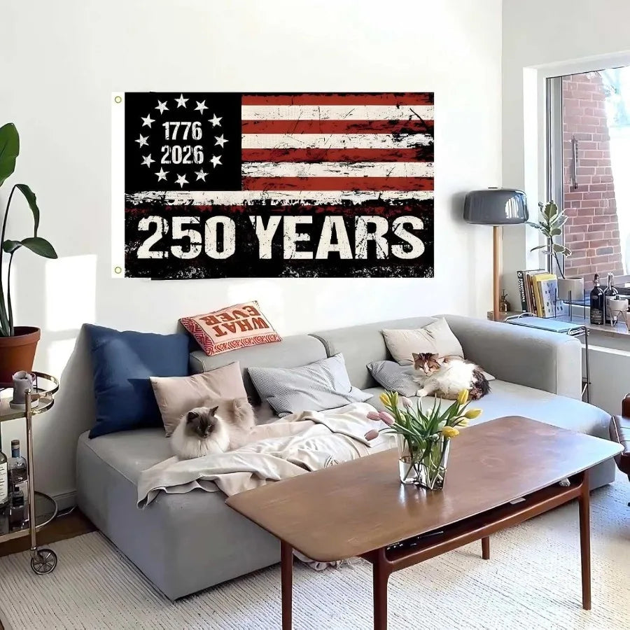 250 Years America Flag, 3x5 Ft, USA 250th Anniversary Patriotic Design, 1776-2026 Birthday Banner Tapestry