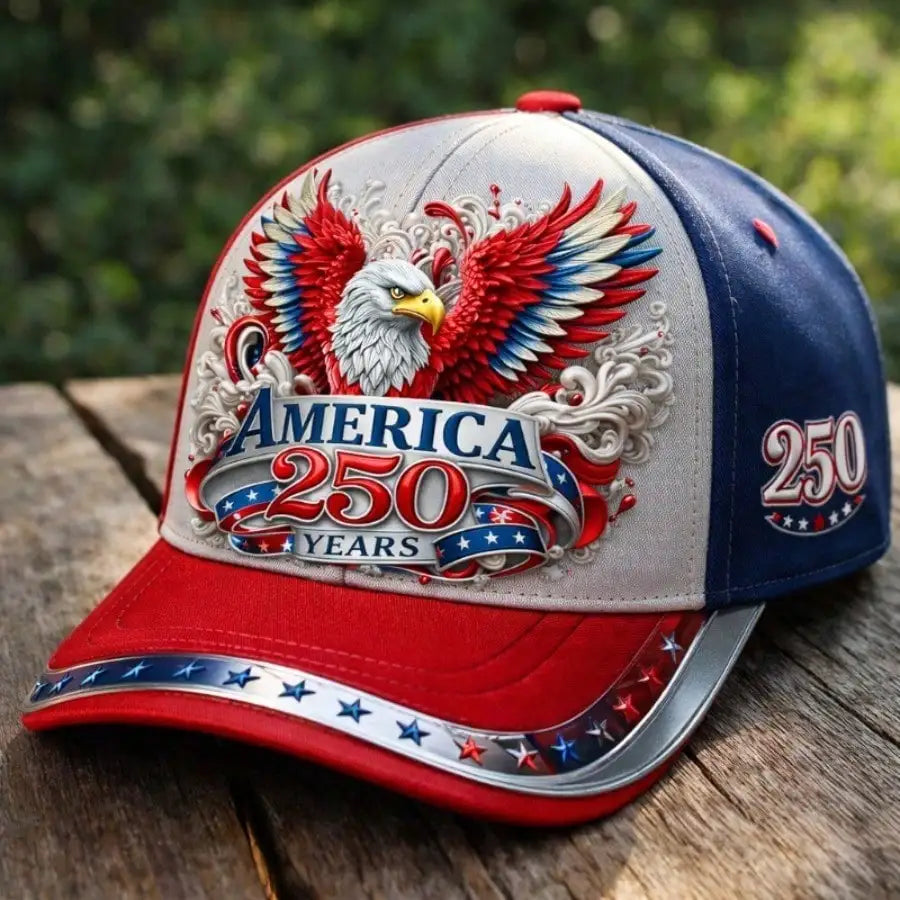 250th Anniversary Patriotic Baseball Cap, Red Eagle American Themed Unisex Hat, Adjustable Polyester Cap,best Gift for Patriots