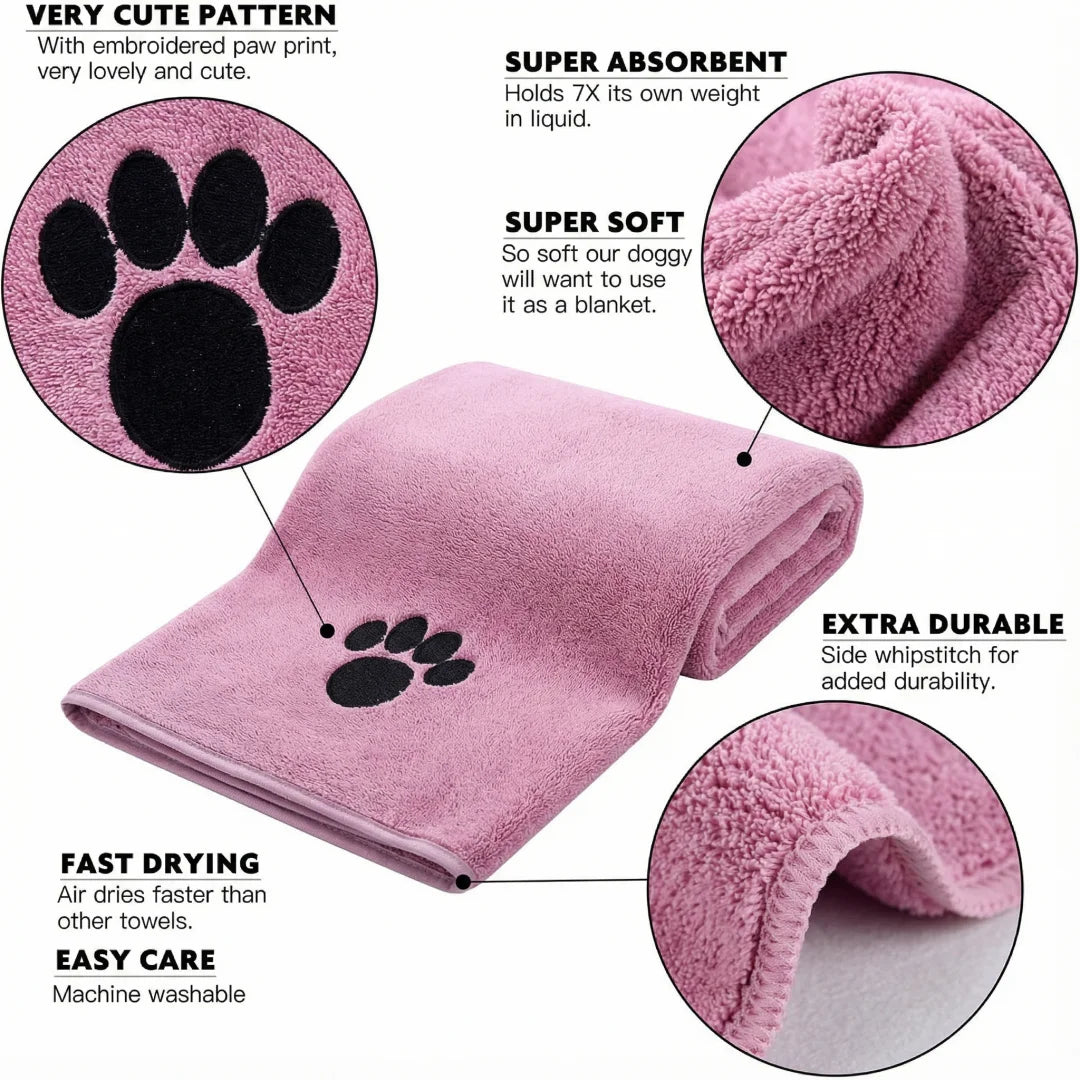 Super Absorbent Dog Bath Towel - Quick-Drying Soft Pet Towel for Small Large Dogs Puppy Grooming