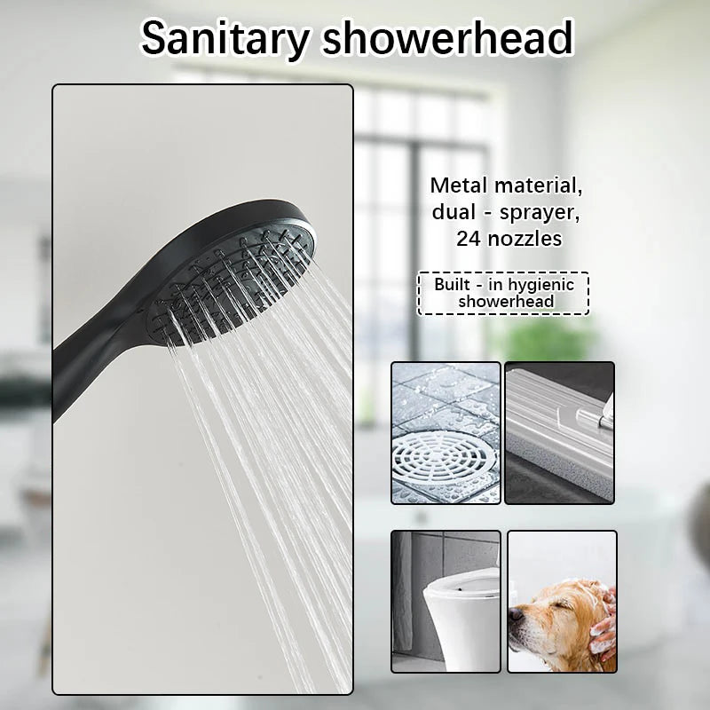 Square Stainless Steel Shower 20x20 Cm With Shutter And Luxury Hand Shower And Shutter Complete Kit