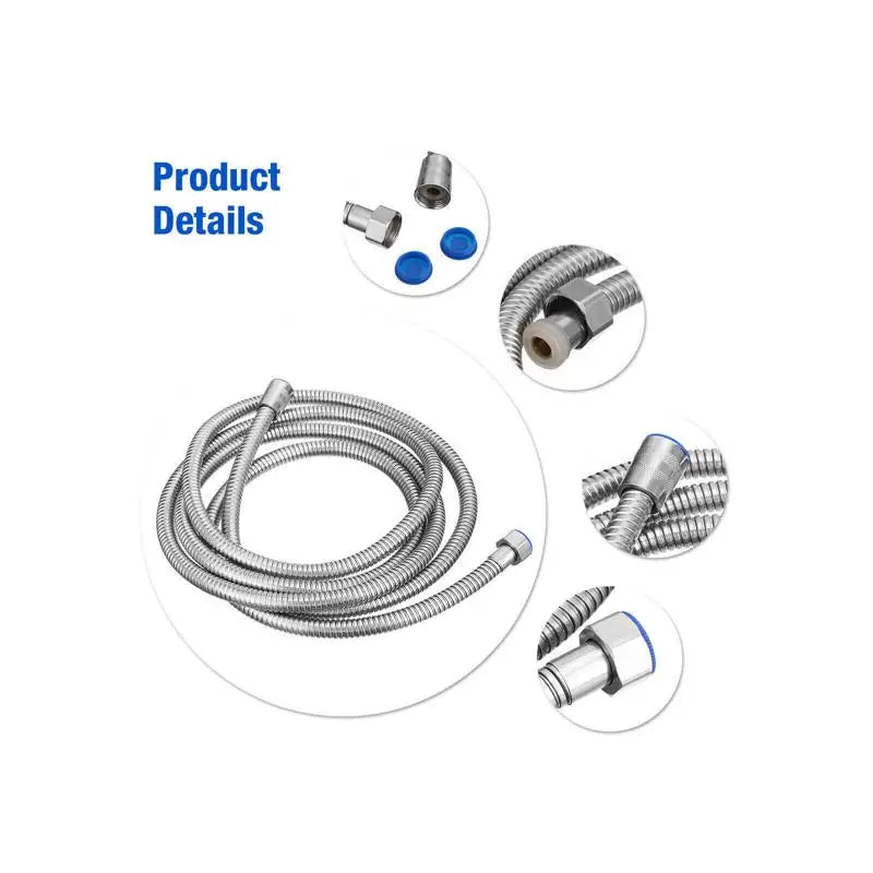 2m Flexible Shower Hose for Handheld Showerhead - Durable Plumbing Tube for Bathroom Use