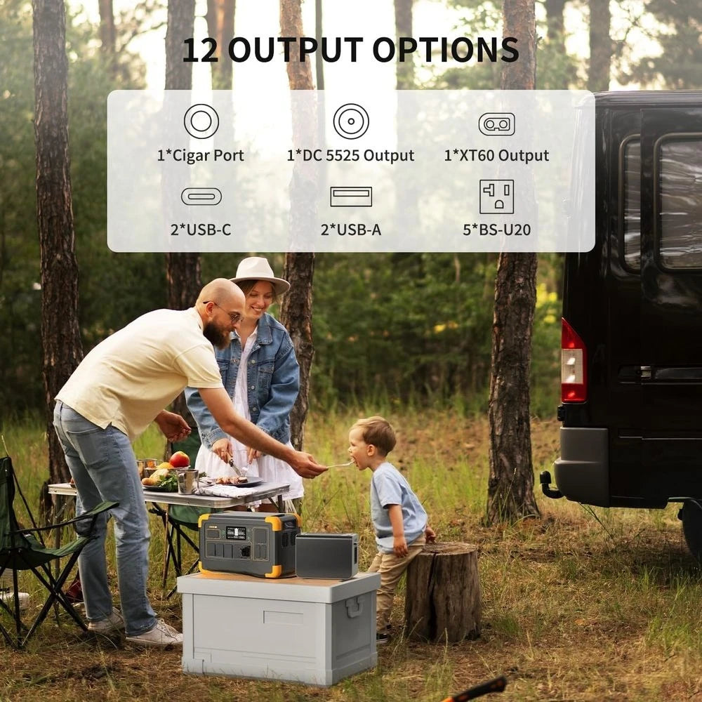 1800W Portable Power Station, 1024Wh/4096Wh Expandable, LiFePO4 Battery, Ideal for Camping, RV, Home Backup