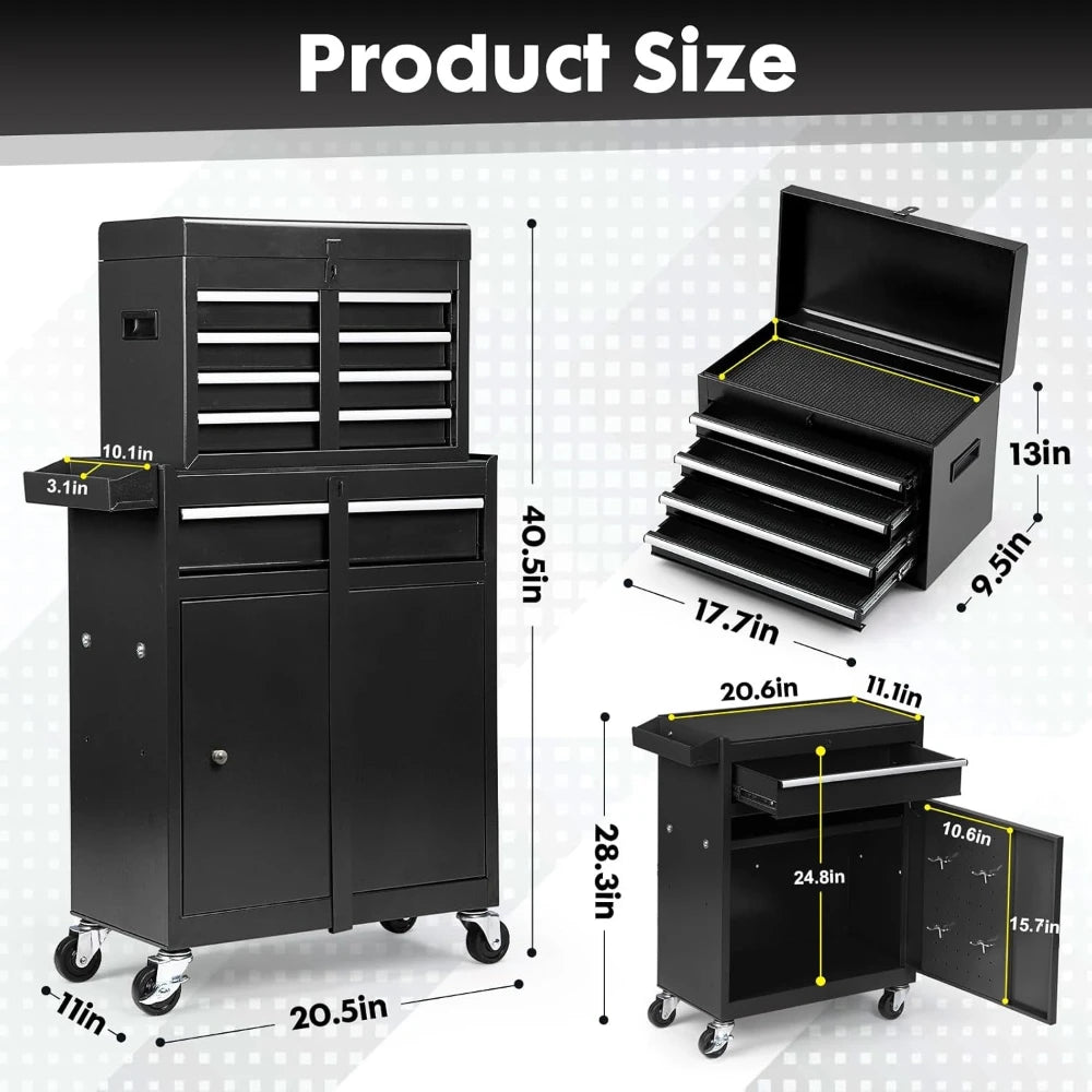 5-Drawer Rolling Tool Chest with Wheels,