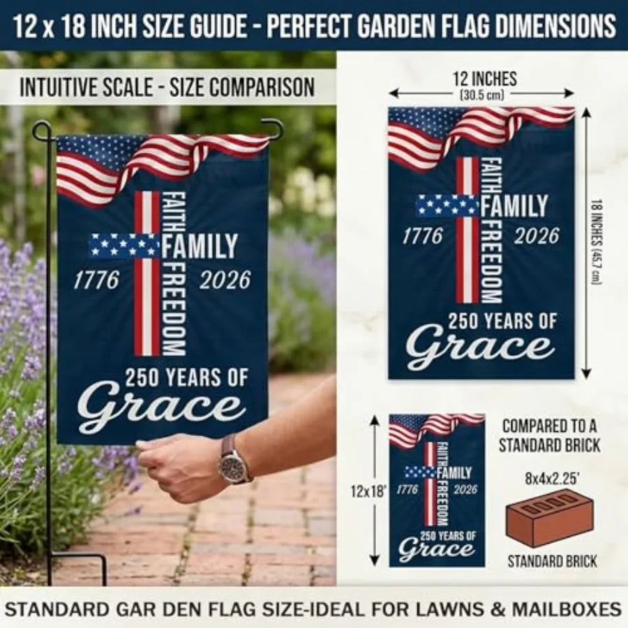Waterproof Thickened 250 Anniversary USA Flag, Outdoor USA 250th Anniversary Merchandise God Bless America Small Garden Flag.