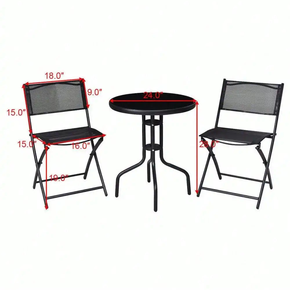 Bistro Set Garden Backyard Table Folding Chairs Outdoor Patio Furniture