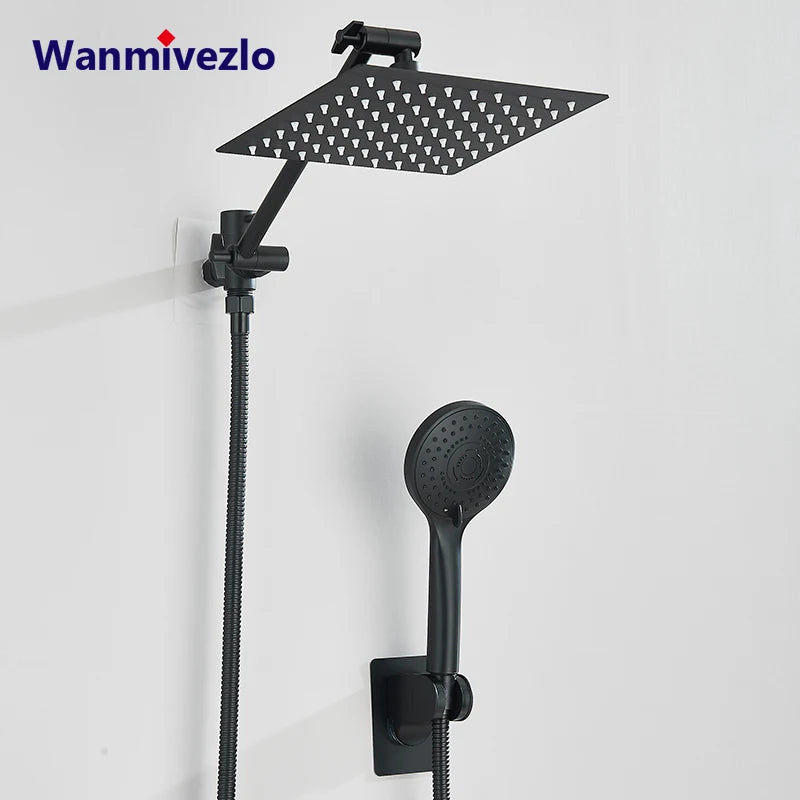 Square Stainless Steel Shower 20x20 Cm With Shutter And Luxury Hand Shower And Shutter Complete Kit