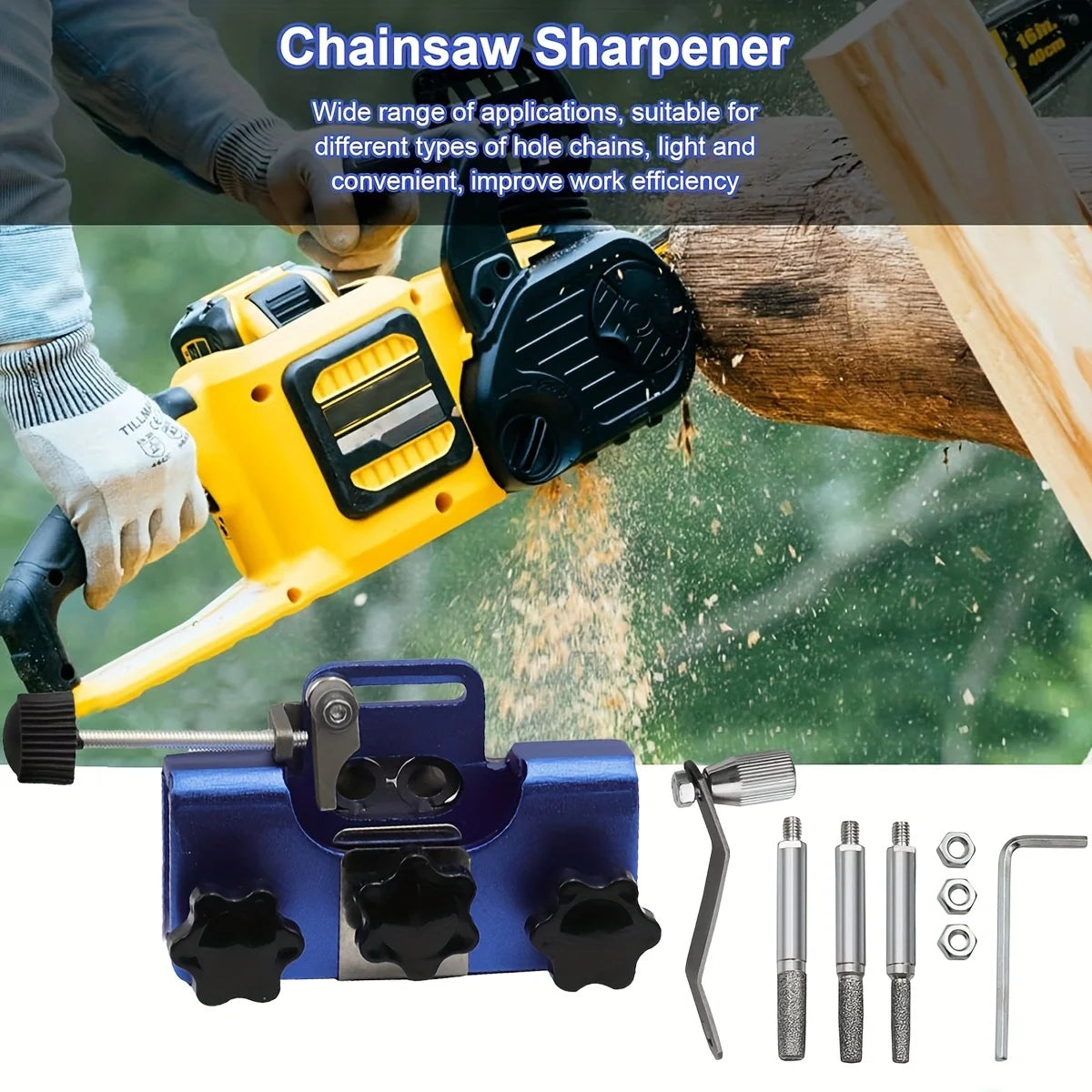 Fast Chainsaw Sharpening Kit, Portable Hand Crank Chain Saw Sharpener Tool, Sharpener Accessories