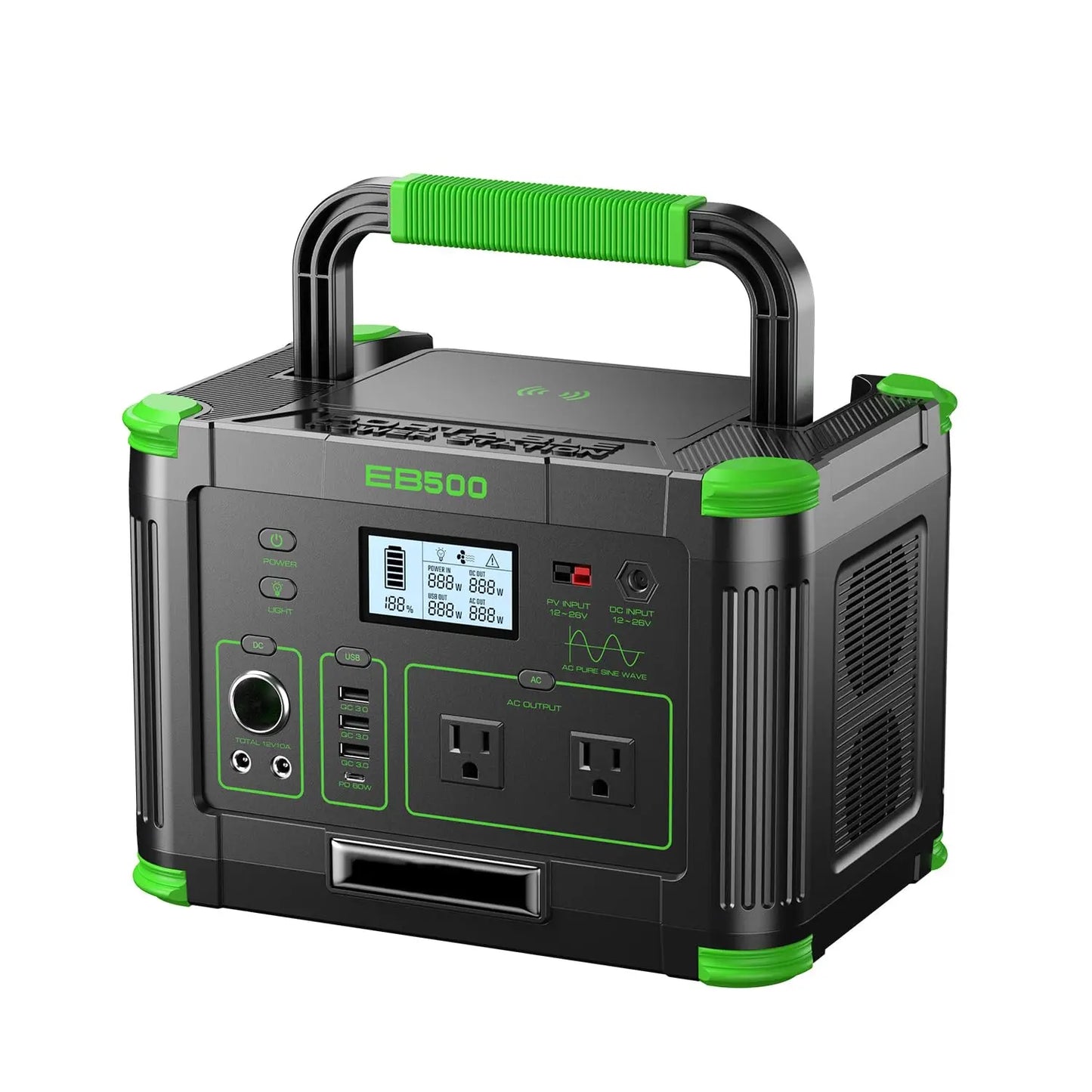 2400W Portable Power Station, 1843Wh LiFePO4 Solar Generator UPS Home Battery Backup Power w/4 2400W AC Outlets,2, Custom
