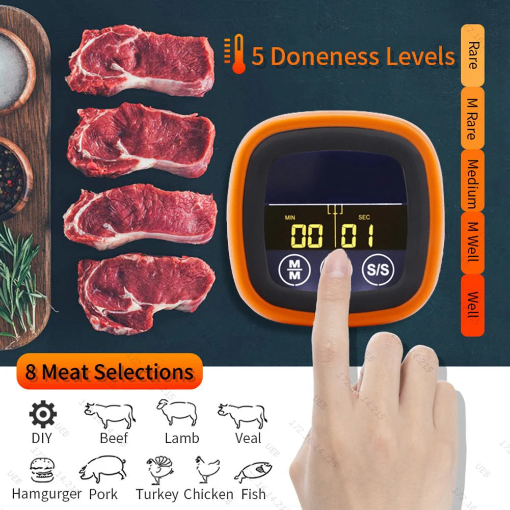 Digital Kitchen Thermometer with 2 Probe Touch Screen Meat Barbecue Food Temperature Measure Tool Steak BBQ Timer Cooking Tools