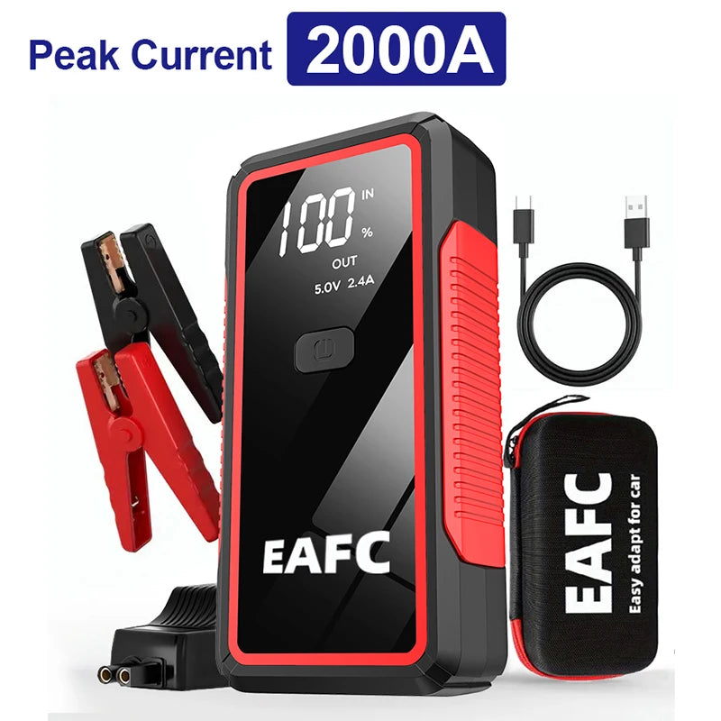 Car Jump Starter 2000A Peak Current Portable Battery Booster Power Bank Starting Device Car Starter for Petrol Diesel 6.0L/4.0L