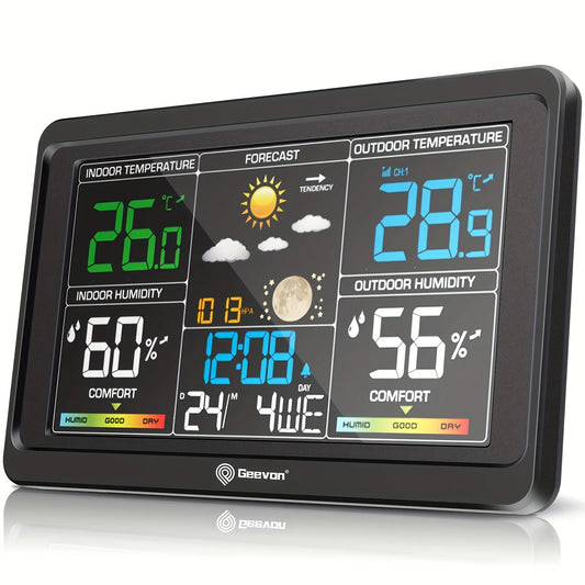 Geevon Weather Station Wireless Indoor Outdoor Thermometer, Color Display Weather Thermometer, Digital Temperature Gauge