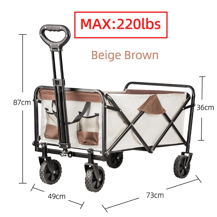 Heavy Duty Large Capacity Folding Beach Wagon Outdoor Foldable Wagon For Camping Shopping Collapsible Portable Camping Equipment