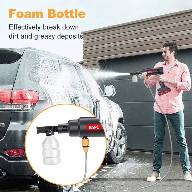 500W 60bar Wireless High Pressure Car Washer Water Gun Sprayer Car Wash Gun Foam Generator Portable Cleaner Car Washing Machine