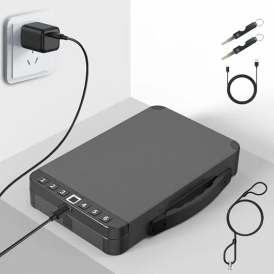 Portable Safe BoxBiometric Gun Safe for Handgun Fingerprint Cabinet Boxes with Keys and Password to Quick Unlock Safe Case for