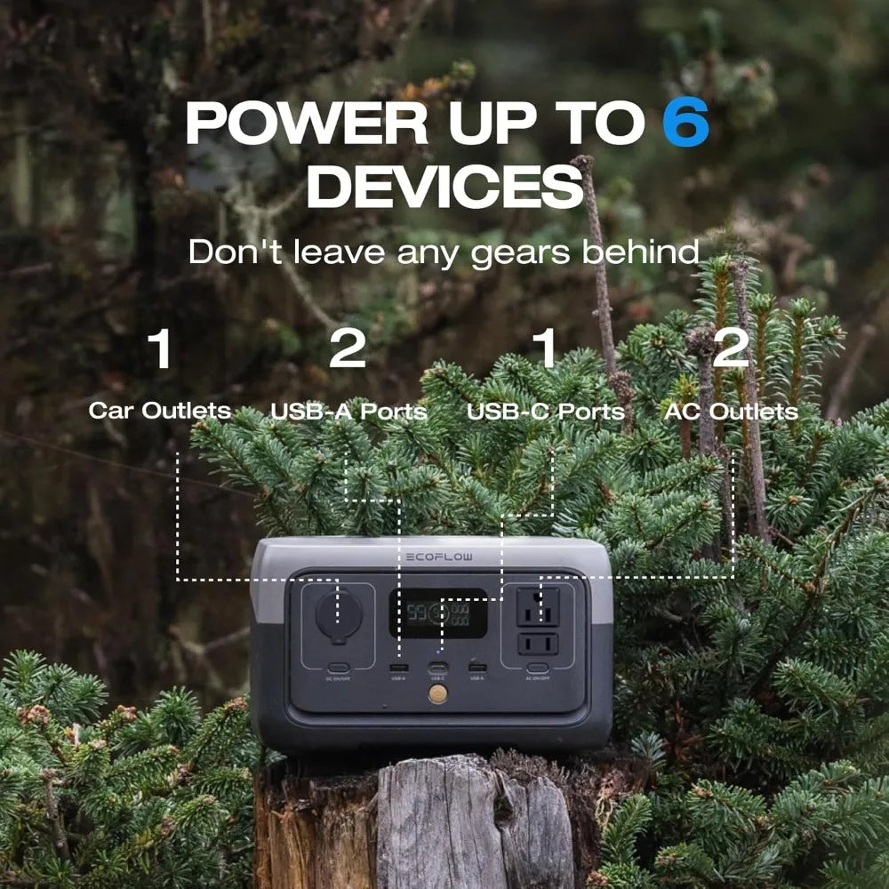Portable Power Station 256Wh LiFePO4 Battery Fast Charging 600W AC Outlet Solar Generator for Outdoor Camping RV Home