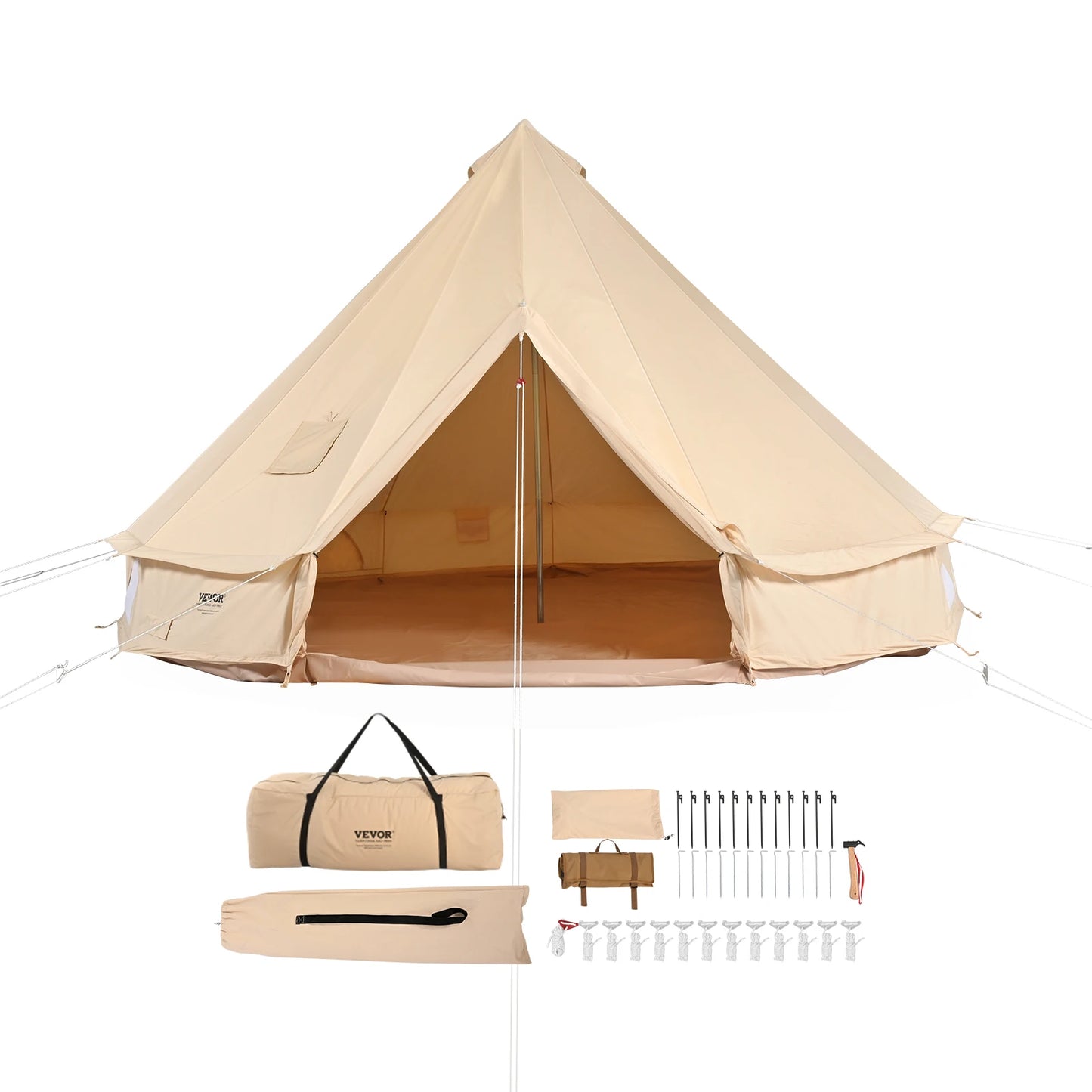 Buy Canvas Bell Tent 4 Seasons 5m Yurt Tent Canvas Tent for Camping with Stove Breathable Tent Holds up to 8 People