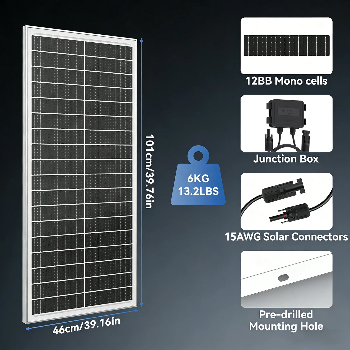 RVPOZWER 12.8V 400/200/100W Rigid Solar Panel 12BB N-Type Solar Cells Monocrystalline Silicon Waterproof Solar Panel Home/RV