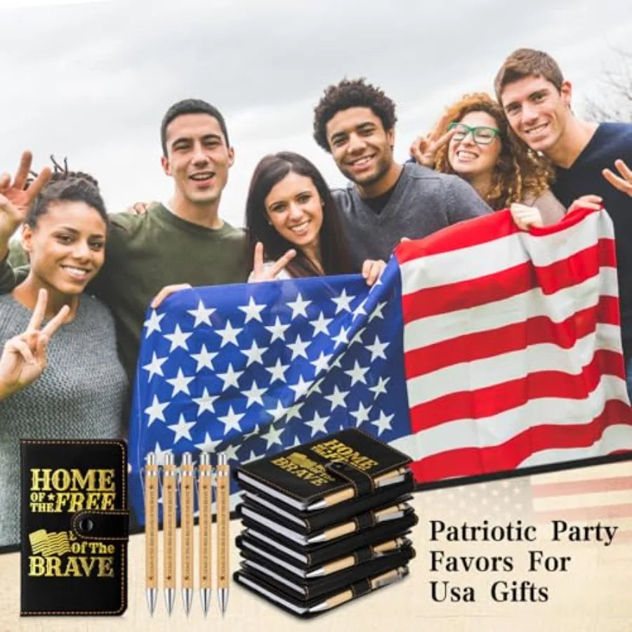 30 Sets 250 Anniversary Patriotic Gift Bulk American Flag Notepad Ballpoint Pens American Flag Themed Gift 4th of July Patriotic.