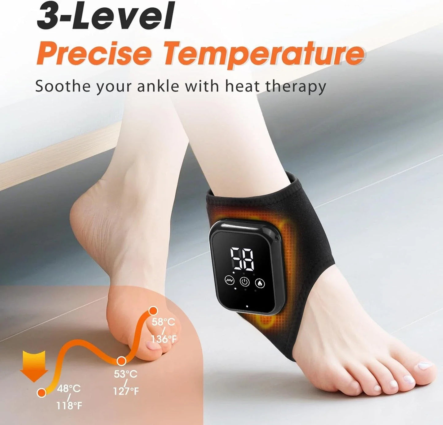 2PCS Electric Foot Ankle Massager 3 Modes Adjustable Vibration Hot Compress Pain Relief Home Ankle Wrist Massage Machine