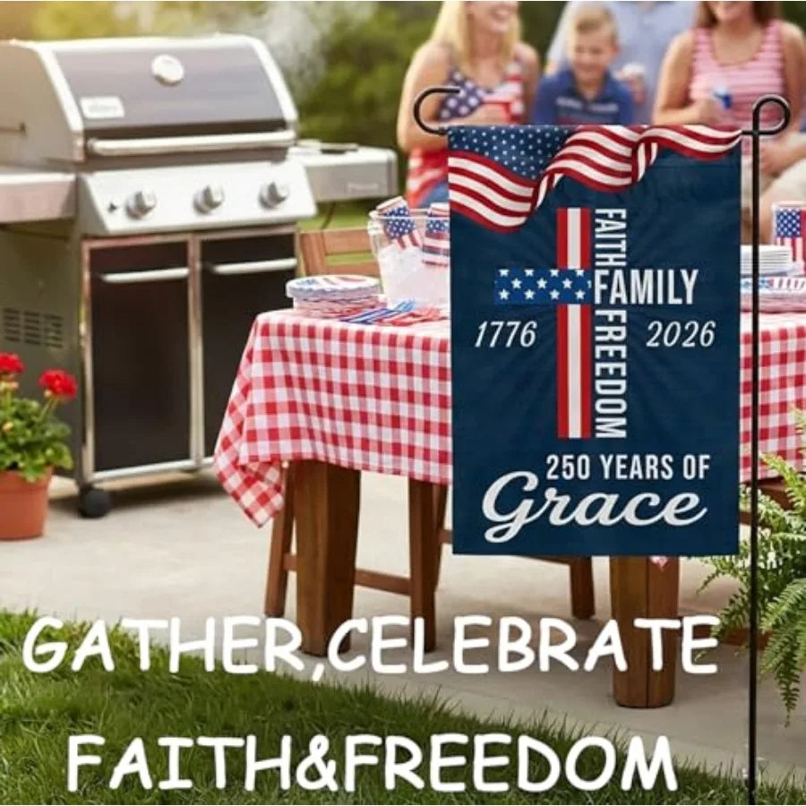 Waterproof Thickened 250 Anniversary USA Flag, Outdoor USA 250th Anniversary Merchandise God Bless America Small Garden Flag.