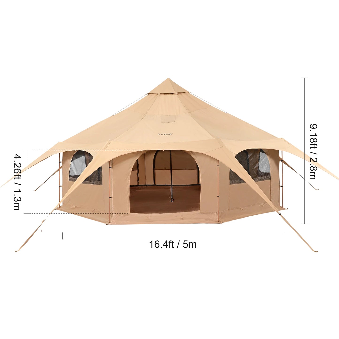 Buy Canvas Bell Tent 4 Seasons 5m Yurt Tent Canvas Tent for Camping with Stove Breathable Tent Holds up to 8 People