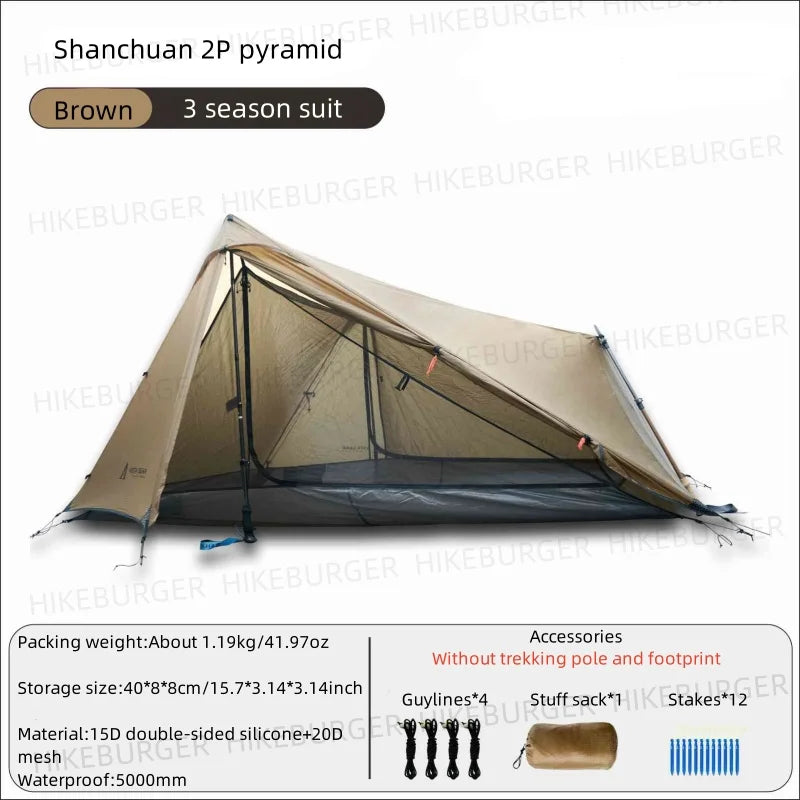ASTAGEAR Shanchun 2P Ultralight Tarp Tent Outdoor Camping A-shaped Tent Hiking Climbing Mountaineering Waterproof Windproof