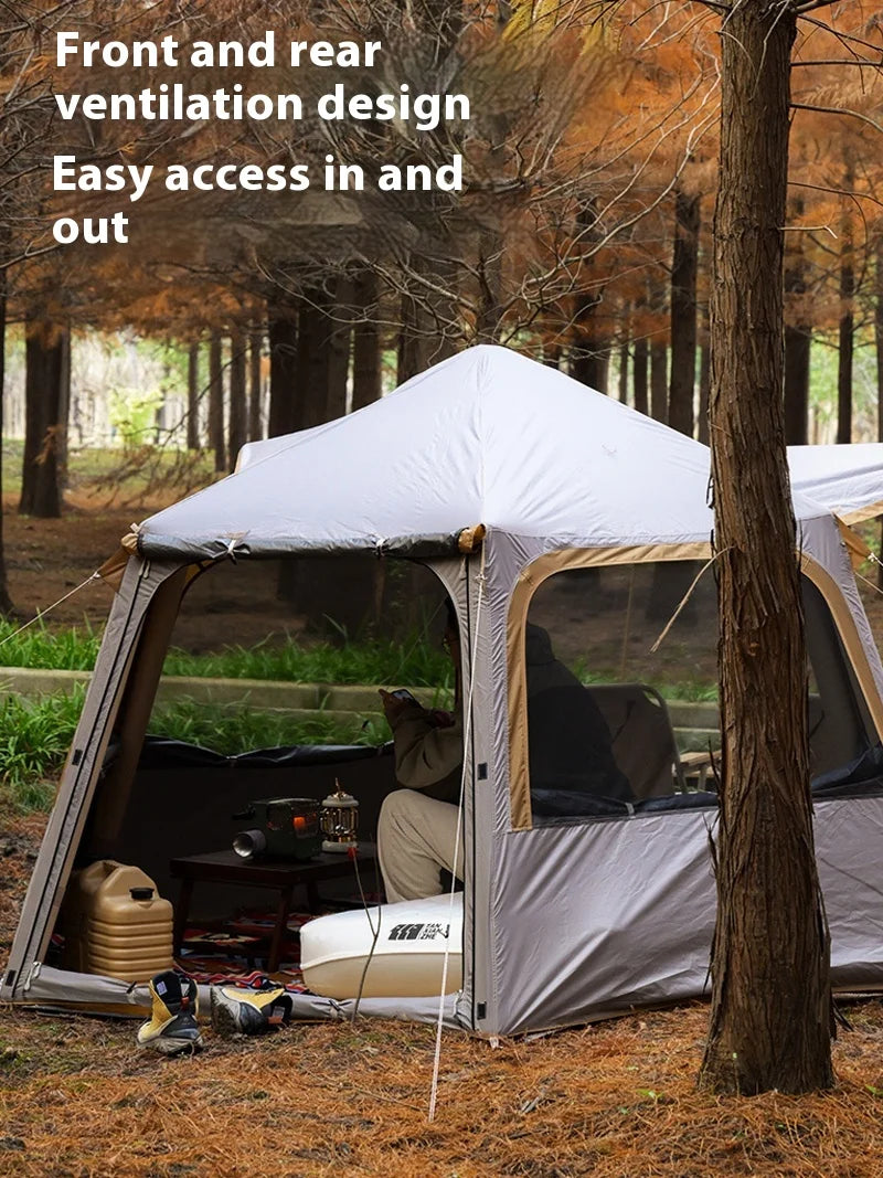 Large Camping Inflatable Air tent 4-6 people Waterproof Tent Hiking Camping Tent Traveling hexagonal Awning tent with Canopy
