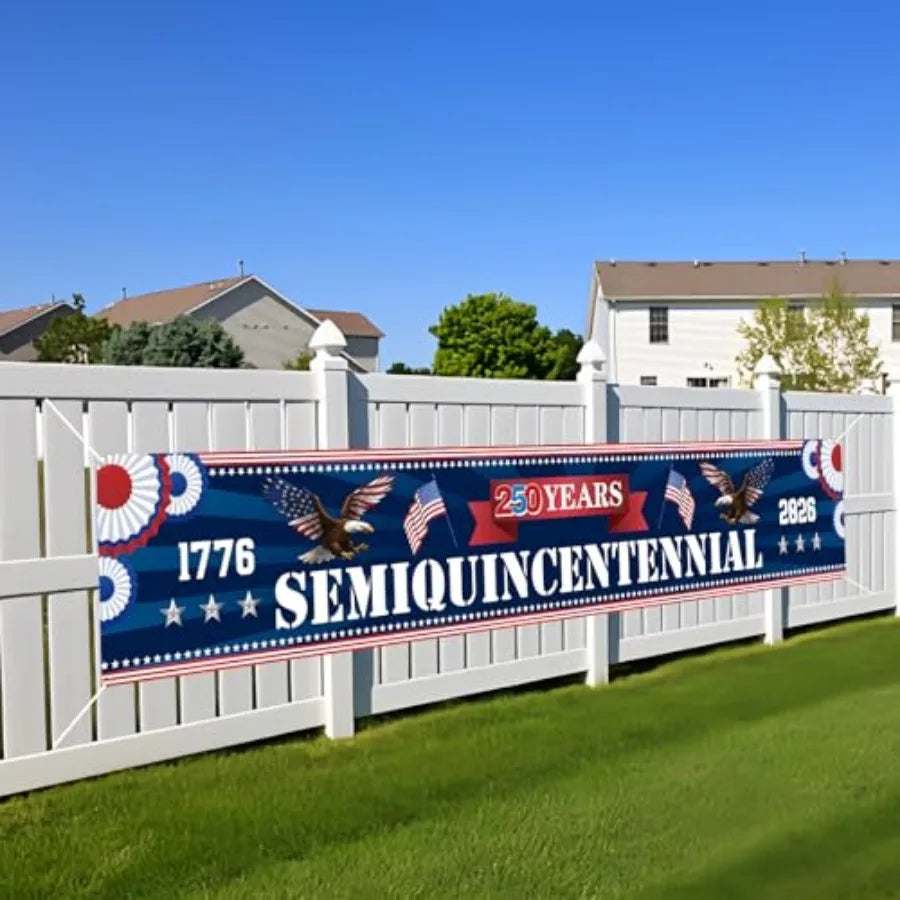 250th Anniversary American Banner Flag, 4th of July Decorations, 1776-2026 USA 250th Birthday Premium Banner with Grommets, Pat