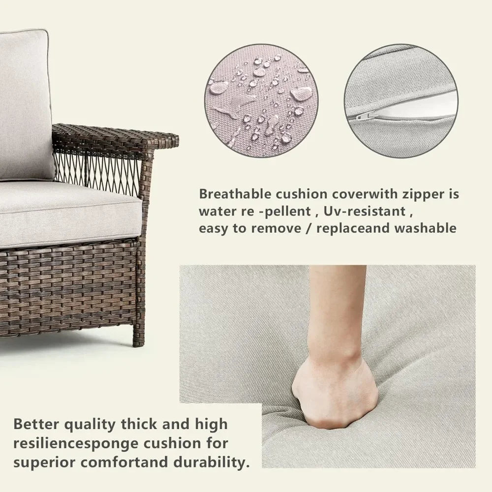 Outdoor terrace chair wicker chair -2-piece rattan terrace furniture chair with sturdy frame