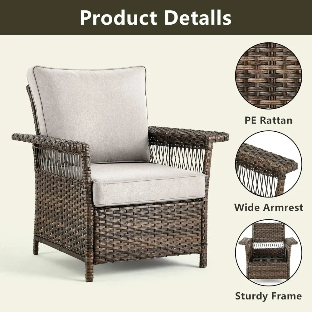 Outdoor terrace chair wicker chair -2-piece rattan terrace furniture chair with sturdy frame